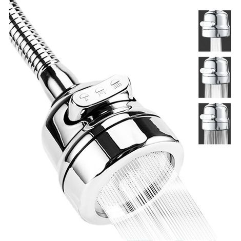 [JAMAIS UTILISÉ] 1 Pcs Mousseur robinet cuisine economie 3 modes d'ecoulement de l'eau en acier inox flexible brise jet robinet cuisine aérateur (1/4)