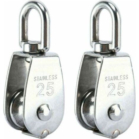 Rodillo elevador de acero inoxidable 304 – Carga máxima 150 kg – Diámetro de la rueda 25 mm – Rotación de 360° para uso profesional – Paquete de 2