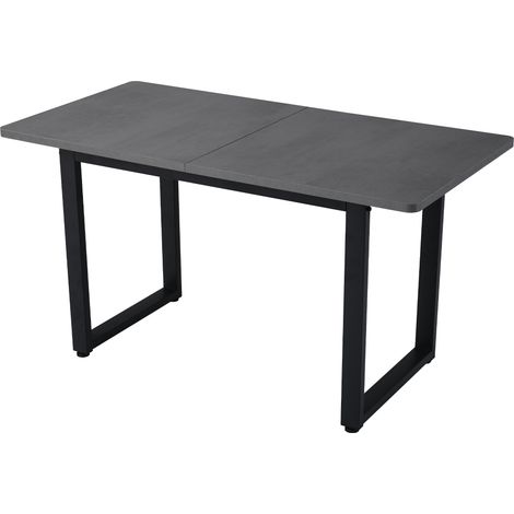 Rechteckiger Esstisch aus Spanplatte mit Stabile Beine und Industrieller Stil - 140×70×75 cm, Grau und Schwarz (1/5)