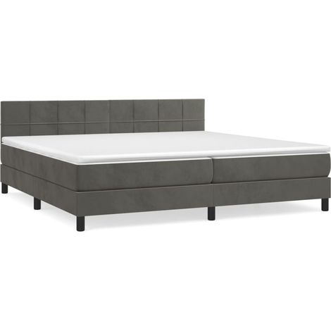 vidaXL Letto con testiera regolabile - Giroletto a Molle con Materasso Grigio Scuro 200x200 cm Velluto (1/5)