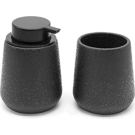 Set accessori bagno in ceramica nero effetto glitter (1/5)