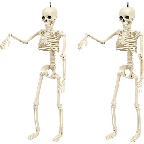 (2PCS)Deco Halloween Squelettes Réalistes Décorations Squelette d'halloween Posable pour Intérieure et Extérieure, Accessoires Fête Halloween (1/5)