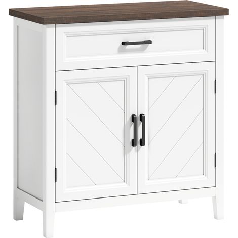 Buffet Yvreval Style Classique Chic Rangement Élégant 2 Portes Blanc (1/5)
