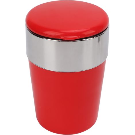 Seau métallique coupe-vent à couvercle rabattable, cylindre de collecte de cendres en acier inoxydable sans fumée, collecteur de cendres de voiture inodore, rouge. (1/5)