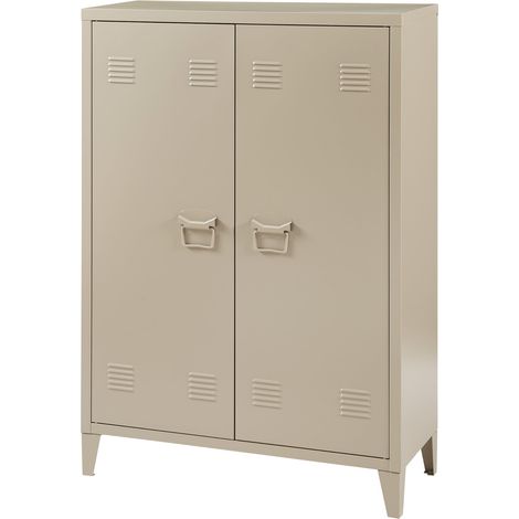 Taquilla metálica de oficina con 2 puertas 110 x 75 x 33 cm beige 030009179