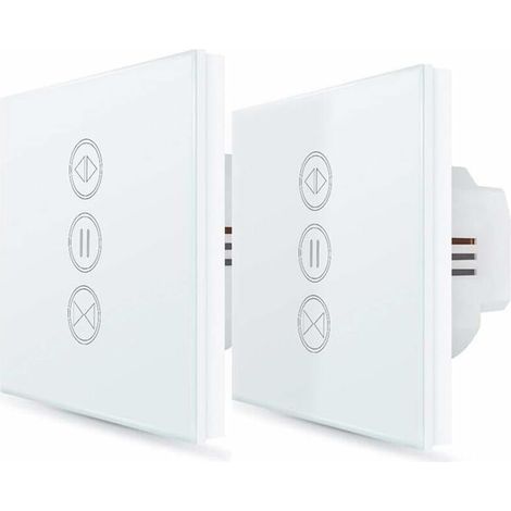 2x Interrupteur Volet Roulant Connecté, Ouverture Réglable, Commutateur Rideau Stores WiFi, Compatible avec Alexa Google Home pour Commande Vocale, Minuterie Intelligent Moteur Mural-- (1/4)