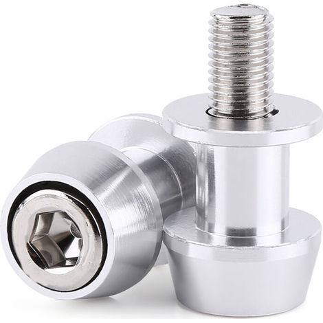 Aramox Curseur de moto - Protection contre les chutes - 8/10 mm - Alliage d'aluminium CNC - Bras oscillant - 8 mm - Argenté (1/5)