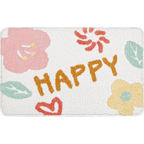 Tapis antidérapant style cartoon – Absorbant – Dimensions 40 × 60 cm – Blanc “vitalité” (1/5)