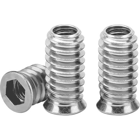 M8 Insert Fileté Bois Argent écrous à Visser M8 X 20mm Manchons à Visser Galvanisés écrou Hexagonal Fileté pour Meubles en Bois, 20 Pièces (1/5)