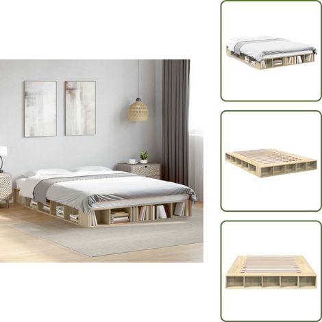 The Living Store Bettgestell Sonoma-Eiche 160x200 cm Holzwerkstoff - Holzbettwäsche - Bettsofa - Doppelbett - Boxspringbett - Schlafraum (1/5)