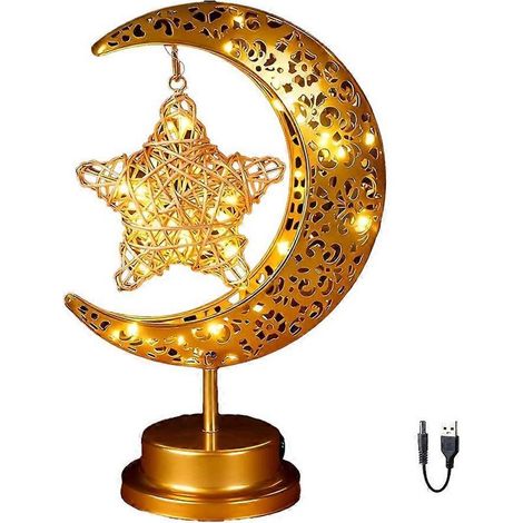 Décorations de Ramadan pour la maison, lampe décorative en forme de croissant de lune et d'étoile, guirlande lumineuse de Ramadan alimentée par USB ou piles pour la décoration de votre maison et de vo (1/5)