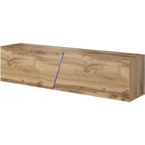 Meuble TV à suspendre SLANT 160 avec LED RGB 160x40x35 cm-Chêne-Chêne-- (1/5)