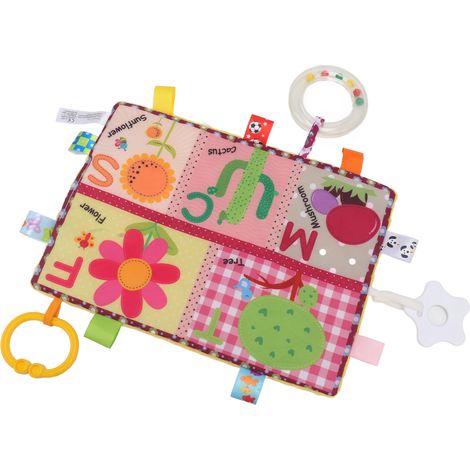 Baby Tags Sicherheitsdecke Multifunktionale Baby-Beruhigungsdecke mit seesternförmigem Beißring und blumenförmigem Beruhigungstuch (hellorange Unterseite) (1/5)