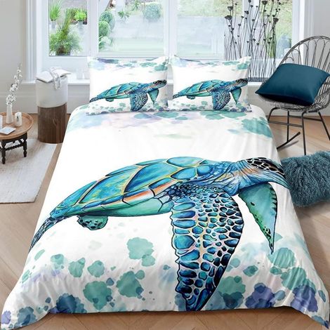 Bettwäsche-Set Meeresschildkröte 200x200 cm 3-teilig Mikrofaser mit Reißverschluss