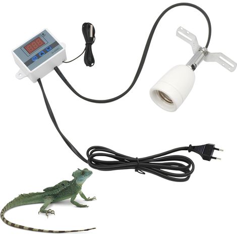 Base de lampe chauffante pour reptile - Lampe avec régulateur de température - Support de lampe en céramique pour reptiles - Douille chauffante E27 - Douille en porcelaine rotative à 360° (1/5)