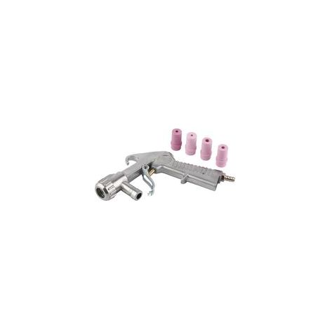 Kit Pistolet de Sablage, Pistolet Sablage Pneumatique Kit avec 4 Buses en Céramique 4.5/5/6/7mm Pression d'Air 60-120PSI Pulvérisateur de Pistolet