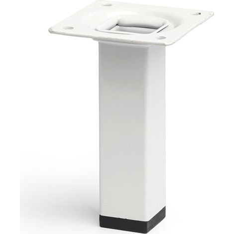 Pata de acero cuadrada con una altura de 100 mm y acabada en blanco. Dimensiones: 25x25x100 mm -