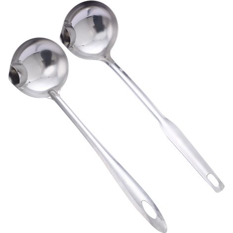 Cuchara coladora de aceite de acero inoxidable 410, herramienta para separar el aceite de la sopa, espumadera de cocina, colador de sopa (paquete de 2)