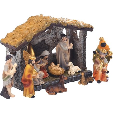 1 Set Figurines de crèche de Noël en résine Ornements de Noël (1/5)