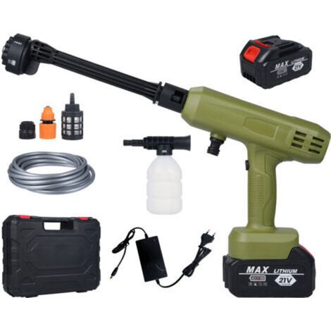 Electric Water Gun Cordless Pressure Washer 2pcs 21V 3000mAh Battery with 6 in 1 Nozzle for Cars, Wall, Road, Fence, Yard Washing, Flowers (1/5)
