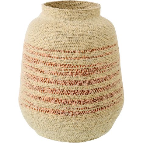 Panier Déco en Jonc "Galene" 29cm Naturel & Orange (1/3)
