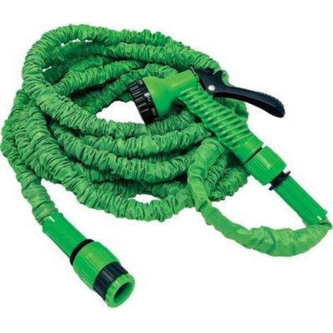 Tubo irrigazione estensibile effegarden kit gf grigio 5/15 + raccordi+pistola G.f.
