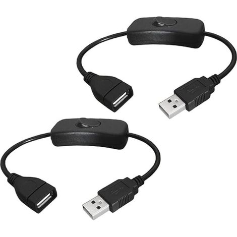2 Pièces Câble USB mâle vers femelle avec interrupteur marche/arrêt,interrupteur à bascule en ligne d'extension USB pour enregistreur de conduite,lampe de bureau LED,ventilateur USB,bandes LED (1/4)