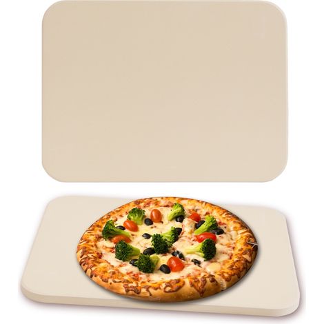 Pizzastein Brotbackstein Steinofen Cordierit 30x38 CM Beige Gasgrill Pizza Stone für knusprigen Boden Küchen Zubehör Grillzubehör Italienische Art
