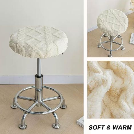 2 Pièces Housse de Tabouret Rond Extensible en Velours Epais Couverture Chaise Ronde Lavable Housse de Tabouret Rotatif de Bar pour Cuisine Maison Bureau 30-36cm Beige (1/5)