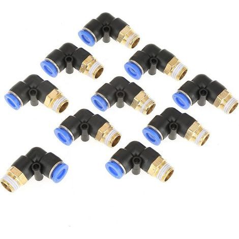 10pcs Raccords de Tuyau Coudes Pneumatiques Connecteur Rapide Ligne d'air pour Connecteur Tube 8mm Diamètre Fil G1/4 (1/5)