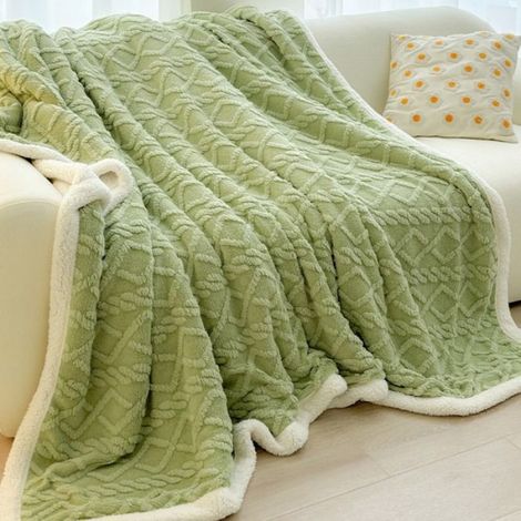 Couverture Hiver en Tissu Doux, Plaid Épais en Polaire Agneau pour Lit, Canapé ou Sieste – Couverture Chaude -vert 120200cm (1/5)