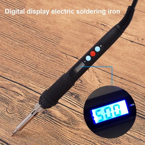 Fer à Souder - Affichage LCD - Chauffe Rapide - Régulation de Température 200-500 °C - Puissance 60 W - Poignée en Silicone Anti-dérapante - Longueur 17 cm - 1 Pièce (1/5)