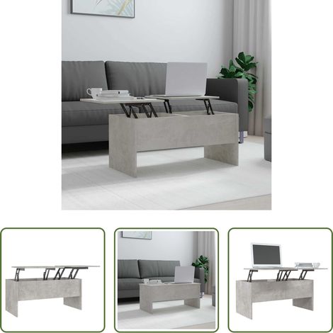 Table basse bois d'ingénierie - Table basse gris béton 102x50,5x46,5 cm bois d'ingénierie (1/5)