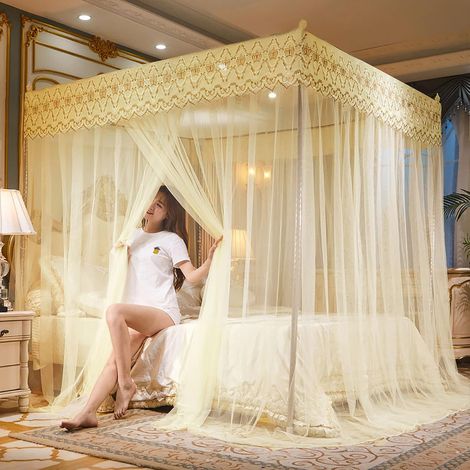 Moustiquaire en polyester, style princesse pour la maison, adaptée aux lits doubles et simples, avec outils de montage, dimensions : 2 x 2,2 mètres (1/5)