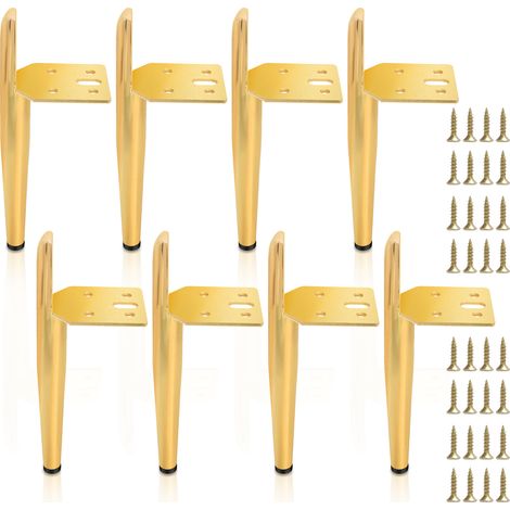 Wolketon 8er Set Möbelfüße Tischbeine Sockelfuß Tischfuß Möbel Metall Gold Höhe:130 mm (1/4)