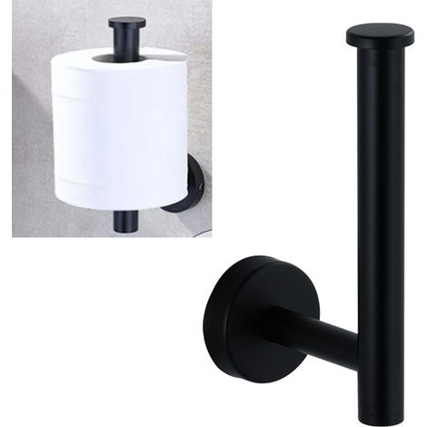 Porte-essuie-tout suspendu en acier inoxydable noir mat, design cylindrique, pour la maison (1/5)