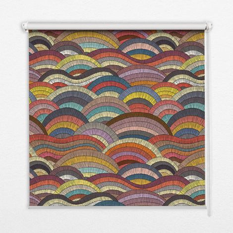 Store Enrouleur Intérieur pour Fenêtre - Store Tamisant - Store Enrouleur qui Laisse Passer la Lumière - Store Brise-Vue - Store  - Store pour Intérieur - (70 cm x 140 cm) - Vagues et demi-cercles