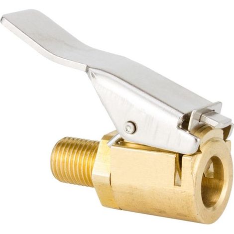 Abrazadera de válvula de latón de 8 mm, conector de bomba infladora de neumáticos para coche, adaptador universal con bloqueo (1/5)