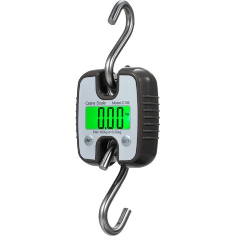 Minibalanza digital para grúa, capacidad de 300 kg, alta precisión, punta en forma de S, pantalla LCD, conversión de 3 unidades. (1/5)