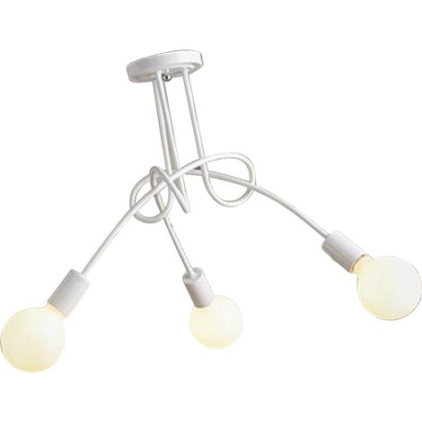 Suspension industrielle fer art design branché 3 ampoules blanc éclairage plafond salon chambre bureau cuisine facile à poser (1/4)