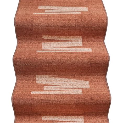 Passatoia Scala Bordata Ingresso Corridoio Tappeto Cucina Gradini 100% Made In Italy Zig Zag Arancione - 67x200 cm