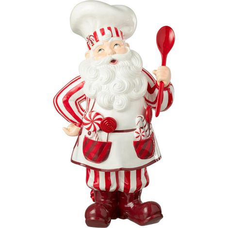 Père-Noël Cuisinier "Sucre d'Orge" 47cm Rouge & Blanc (1/3)