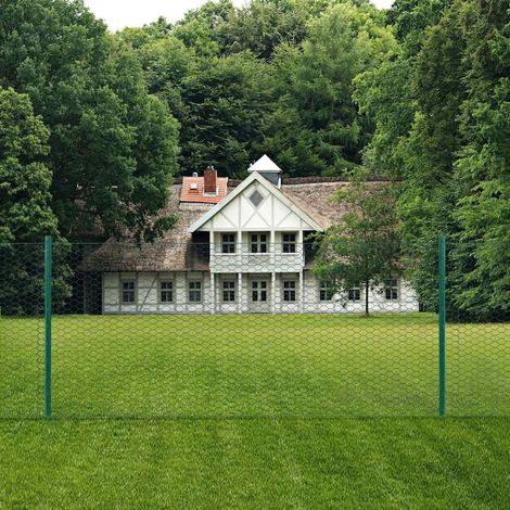 Maison Exclusive - Maschendrahtzaun mit Pfosten Stahl 25 x 0,5 m (1/4)