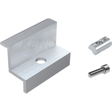 Solar Endklemme 40mm Komplett Befestigungsset Silber mit Nutenstein (1/3)
