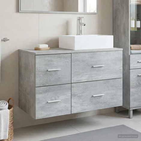 Beyamis Ensemble de meubles de salle de bain 2 pièces Gris béton (1/5)
