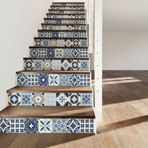 Stickers adhésifs escalier carrelages contremarche - GALLA - 2 bandes de 15x105cm (1/3)