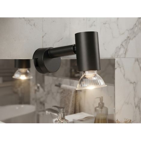 Bad Spiegelleuchte LORENZO Spot Metall Schwarz zum Klemmen max. 5mm (1/5)