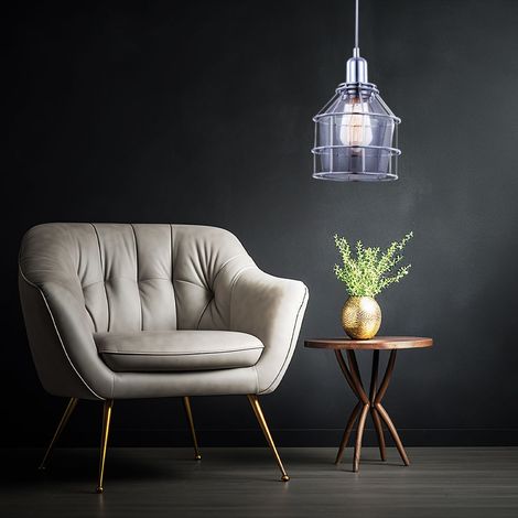 Hängelampe Chrom Glas Hängelampe Metallgeflecht Lampen Esszimmer Pendelleuchte, pendelnd, 1x E27 Fassung, DxH 16x124 cm, Wohnzimmer