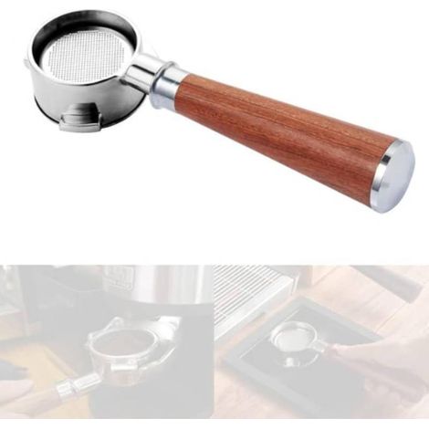 Filtre mobile sans fond avec manche en bois massif de 51 mm de diamètre, adapté aux machines italiennes EC0680 et EC0685/Tsannkuen/SMEG/allemandes SEVERIN KA5995 DEDICAARTE (1/5)