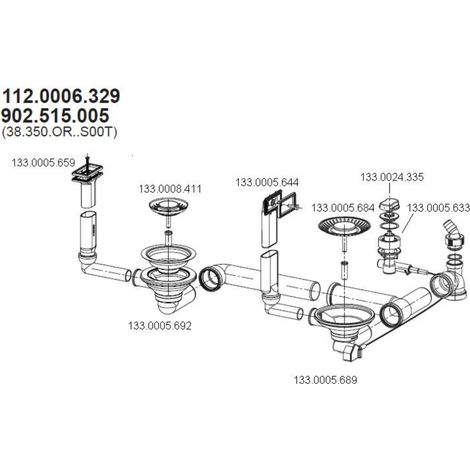 FRANKE Ab- / Überlaufgarnitur 3,5 Zoll für Spüle Active Kitchen 654 / AKX 654 mit Integralablauf / Ersatzteil / Ablaufverbindung